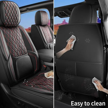 Custom Fit Chevy Silverado GMC Sierra 1500 2007-2026 2500/3500 HD Crew Cab Full Set Car Seat Covers - 5 Pack, Premium Faux Leather Truck Seat Protector with Airbag Compatible Design, BlackRedLine - color: BlackRedLine, size: Full Set