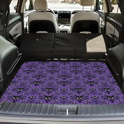 Universal Car Trunk Mat 29" x 39", Purple Horror Bat All Weather Trunk Protection Cargo Liner, Durable Cargo Mat Rear Trunk Liner, Stylish Vehicle Interior Accessories Suitable for Most Car Models - color: Purple Horror Bat, size: 29" x 39"