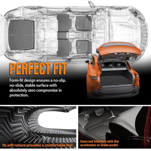 G-PLUS Floor Mats & Cargo Liners 4PCS,Compatible with Honda CRV 2023 2024 2025(Include Hybird), TPE All Weather 1st & 2nd Row Floor Mats and Car Trunk Mat (Upper Position) Black - size: 23-25|Fit Honda CRV|4PCS