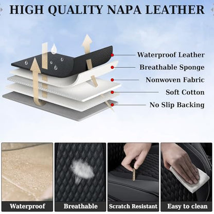 Coverado RAM 1500 Seat Covers, Waterproof Faux Leather Car Seat Covers Fit for 2009-2018 Dodge RAM 1500 2500 3500 Trucks Seat Covers, Flat Front/Black - color: Black, size: Flat Front&No Rear