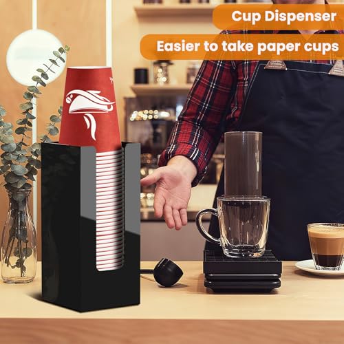 MYITYARD Coffee Cup Dispenser, Cup and Lid Organizer fits 5 to 16 oz Disposable Paper & Plastic Cups, Acrylic Cup Holder for Table Countertop, Black - size: 1 Compartment