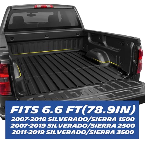 MICHELIN Truck Bed Mat for 2007-2018 Chevy Silverado & GMC Sierra 1500/2007-2019 2500 HD / 2011-2019 3500 HD 6.6 FT / 78.9" (2007 New Body Only), All-Weather Bed Liner, Durable TPE Bedliner, Non-Slip - size: 2) Silverado/Sierra 2500/3500 | 07-19 | 6.6 FT