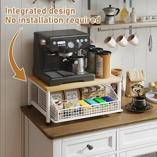 Funecy Coffee Pod Drawer,Coffee Machine Storage Rack,Home Kitchen Counter Coffee Bar Organizer,Storage Basket Drawer (White) - color: White
