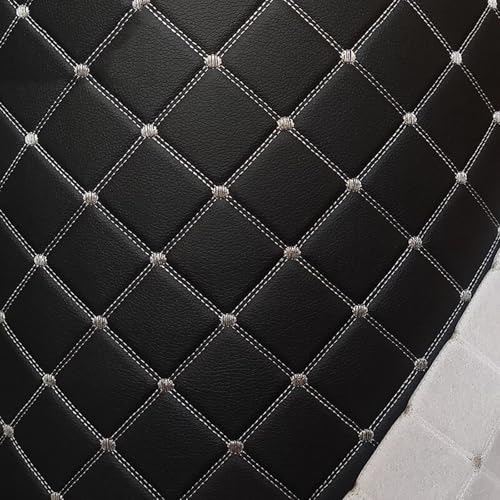 Faux Leather Fabric Quilted Foam Vinyl Fabric Upholstery Thick 6mm Foam Backed for Cars Vehicle Seat Cover Furniture Auto Headliner Repair Headboards DIY Craf(Size:1.5x2m/59x79in,Color:White Thread 2) - color: White Thread 2, size: 1.5x2m/59x79in