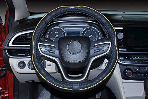 Mayco Bell Small Size Steering Wheel Cover Anti-Slip,Safety,Soft,Breathable,Durable,Full Surround,Comfortable Grip Microfiber Leather (14-14.25 inch, Black Yellow) - color: Black Yellow, size: 14''-14.25''