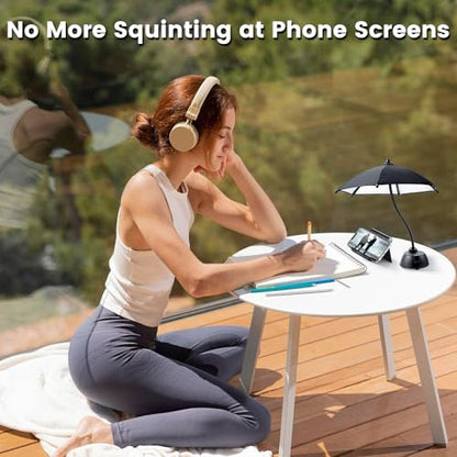 OUTXE Car Phone Umbrella for Sun, Suction Cup Phone Umbrella for iPhone/Android, 360°Adjustable Cellphone Sun Shade for Car Dashboard, Vent