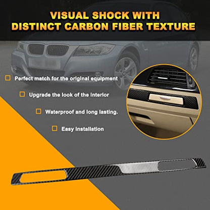 x xotic tech 1pc Genuine Carbon Fiber Car Interior Copilot Cup Holder Strip Cover Trim Compatible with BMW 3 Series E90 E92 E91 E93 2005-2012