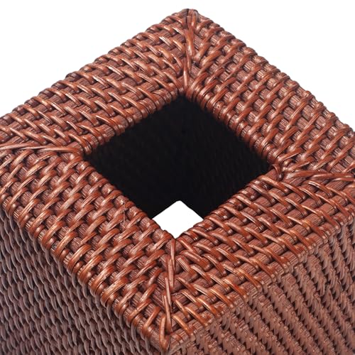 2 Pack Square Rattan Tissue Box Cover, Hand Woven Wicker Tissue Holder, 5.5 x 5.5 X 5.7 inches, Brown - color: Honey Brown, size: Square (5.7"H) (Set of 2)