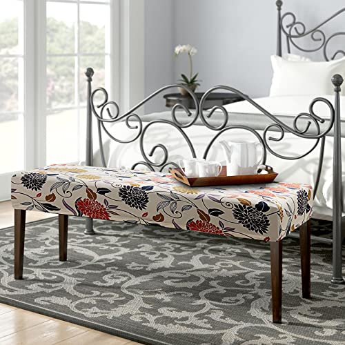 Fuloon Stretch Dining Bench Cover, Anti-Dust Removable Bench Slipcover Washable Seat Cushion Protector for Bedroom, Kitchen, Hotel, Banquet (Flower Apricot) - color: Flower Apricot