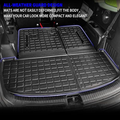 Cargo Mat Compatible with 2020-2025 Kia Telluride (Not for 2027) Cargo Liner Trunk Mat TPE All Weather Back Seat Cover Protector 2024 Telluride Accessories (Trunk Mat with Backrest Mat) - color: Trunk Mat with Backrest Mat