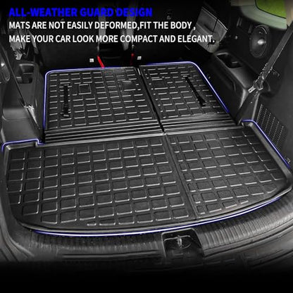 Cargo Mat Compatible with 2020-2025 Kia Telluride (Not for 2027) Cargo Liner Trunk Mat TPE All Weather Back Seat Cover Protector 2024 Telluride Accessories (Trunk Mat with Backrest Mat) - color: Trunk Mat with Backrest Mat