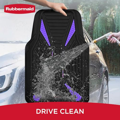 Rubbermaid Car Mat Full Set, Universal Trim-to-Fit Heavy-Duty Car Floor Mats – 4-Piece Set for All Weather Protection – Durable Rubber Mat for Cars, Trucks, SUVs & Vans-Purple - color: Purple