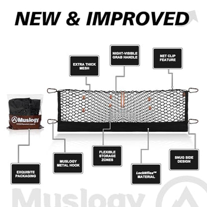 Truck Bed Cargo Net Trunk Netting Compatible with 2015+ Ford F150 & 2017+ F250/F350/F450 (Snap-in Tie Down) Accessories, Pickup Cargo Organizer SUV Sedan Storage Net w/Heavy Duty Carabiners - style: 2015+ F150 & 2017+ F2/3/450(Snap-In Tie Down)