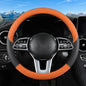 Car Leather Steering Wheel Cover - Panapi Material, Universal 14.5-15 Inch Leather Anti-Slip Breathable Auto Steering Wheel Covers for Men Women (Chessboard-Orange) - color: Chessboard-Orange