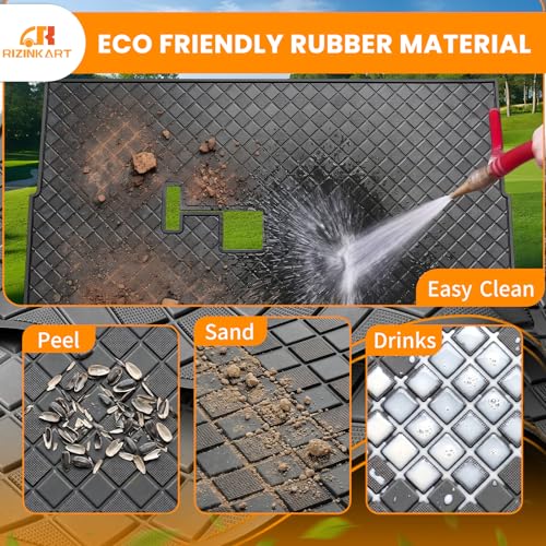 Upgraded Golf Cart Floor Mat for Club Car, 8mm Thick Rubber Full Coverage Liner Mat for Club Car DS 1982-2013 / Villager 1982-2018,Heavy-Duty Non-Slip Mat Replacement-Gray Trim,Abrasion Resistant