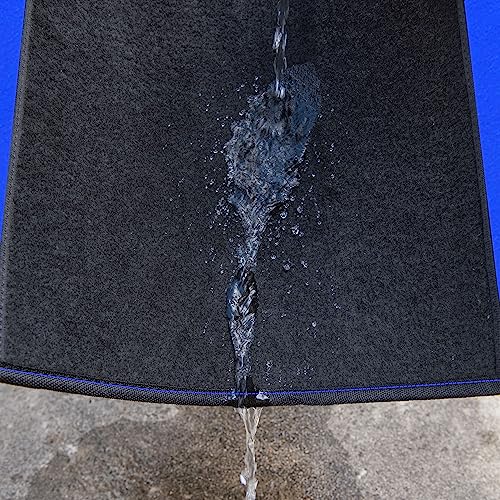 CAR PASS Rainbow Waterproof Universal Fit Faux Leather Car Carpet- Anti-Slip Nibbed Backing Floor Mats for SUV, Vans, Sedans, Trucks, Automotive Set of 4pcs (Black with Blue) - color: Blue