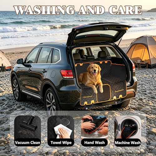 Dog Car Seat Cover for Back Seat – Hard Bottom Back Seat Extender for Dogs with Joint-Friendly Sponge Pad, Waterproof & 600LBS Support, Dog Hammock with Mesh Window in Sedan, SUV, Truck