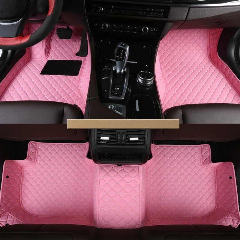 Custom Artificial Leather Waterproof All-Weather Car Floor Mats Fit for 99% Sedan SUV Sports Car Vehicle Car Mat (Pink) - color: Pink