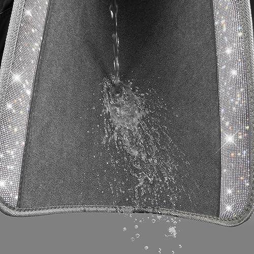 CAR PASS Bling Diamond Car Mats Shining Carpet Crystal Rhinestones Sparkly Glitter Floor Mats with Anti-Slip PVC Heel Pad Universal Fit for Automotive SUV, Sedan, Car, Van, 4pcs for Girl Women, Gray - color: Gray