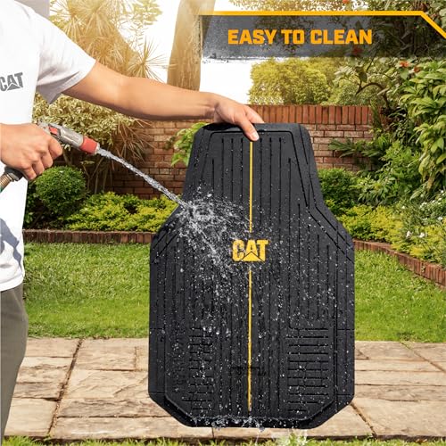CAT® VulcanCore Heavy-Duty 4 Piece Floor Mats for Cars, Trucks & SUVs, Trim-to-Fit All-Weather Rubber Car Mats Full Set, Waterproof Interior Accessories, Car Rug Protection & Automotive Floor Liners