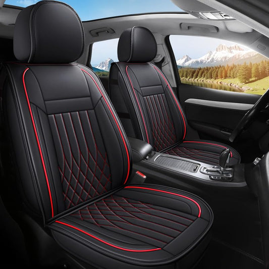 Car Seat Covers Full Set Fit for Hyundai IONIQ 5 2022-2026, Premium Faux Leather Car Seat Protectors,Breathable Anti-Slip Full Wrapping Edge Seat Covers(Black&Red,Full Set) - color: Style1-Black&Red line, size: Fit for IONIQ 5