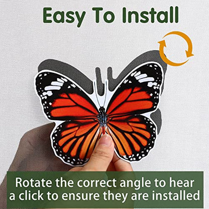 6 Pcs Butterfly Screen Door Magnets Flexible Double Sided Door Magnets Decorative Protectors for Sliding Screen Doors Prevent People & Pets from Running into Windows (Red)