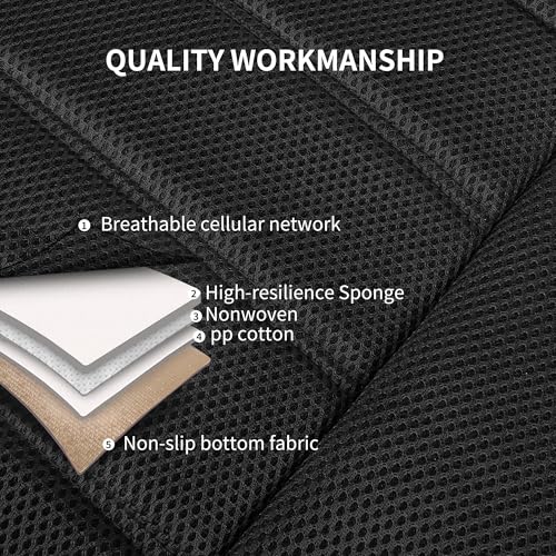 HChengkikz Seat Covers, Car Seat Covers Front Seats, Leather 3D Foam Back Support Car Seat Cover, Air Mesh Automotive Seat Covers, Airbag Compatible, Universal Fit Most Cars, Vans, Trucks, SUVs (2PCS) - color: N6 Black, size: Front Seat