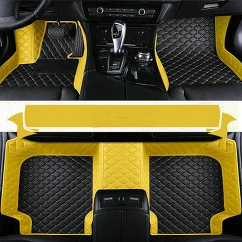 MELKEN Custom Fit Leather Car Floor Mats for 95% of Cars Full Coverage Floor Liners Car Mats (Black & Yellow) - color: Black & Yellow