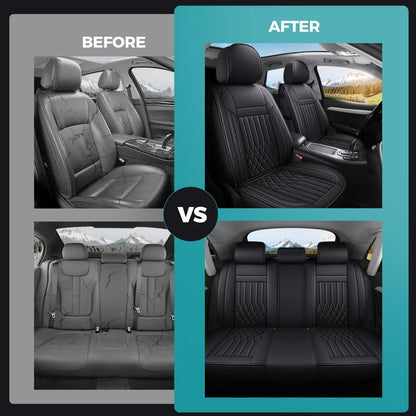 Car Seat Covers Full Set Fit for Honda HRV 2016-2026, Premium Faux Leather Car Seat Protectors,Breathable Anti-Slip Full Wrapping Edge Seat Covers(Black,Full Set)