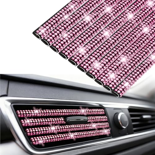 NBTEPEM Bling Car Air Conditioner Decoration Strip for Vent Outlet, 10 PCS Universal Rhinestone Car Vent Outlet Trim Decorations, Bling Interior Accessories for Women and Girls (Pink) - color: Pink