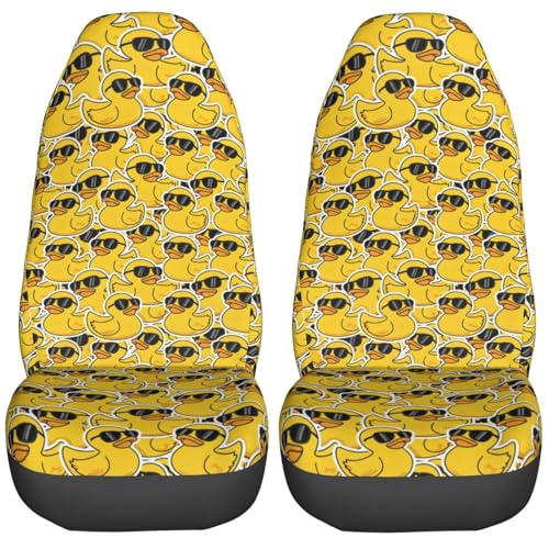 Dujiea Yellow Cartoon Duck Car Front Seat Covers 2 Pcs Universal Auto Seat Covers Front Seats Only, Vehicle Bucket Seat Protectors Fit for Most Car SUV Sedan and Truck - color: Cartoon Duck