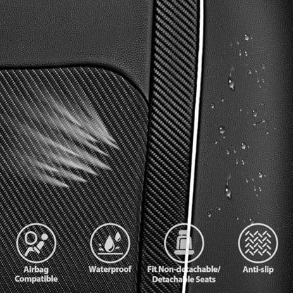 CAR PASS Faux Leather High Back Rear Seat Covers Only, Sporty Waterproof Anti-Slip Airbag Compatible Universal Fit for Most Sedans Trucks Vans SUVs, Rear Black - color: Pure Black Rear