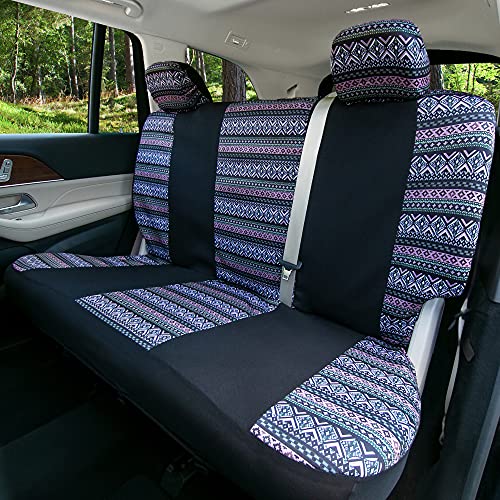 FH Group Car Seat Covers Full Set Southwestern Print Cloth - Universal Fit Automotive Seat Covers, Low Back Front Seat Covers, Solid Back Seat Cover, Washable Car Seat Cover for SUV, Sedan Lavendar