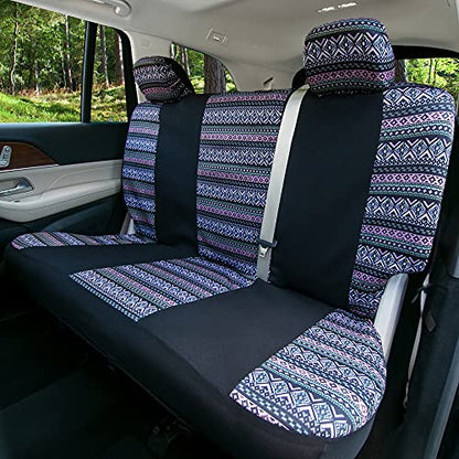 FH Group Full Set Southwestern Print Cloth Car Seat Covers Combo Set with Carpet Floor Mats, Universal Fit, Washable Seat Cover for SUV, Sedan, Lavander - color: Lavander