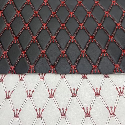 Quilted Foam Vinyl Fabric King Crown Classic Pattern with 0.23" Sponge Backing, 59" W × 39" L Faux Leather Fabric for Car Headliner, Furniture Upholstery,Diamond 2" x 3" (King Crown) - color: King Crown