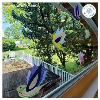11-Pack Illustrated Hummingbird Window Clings for Glass and Doors | Window Decals Preventing Birds Strikes | Anti Collision Sticker Decor | Decorative Bird Decals | Reusable. Made in America. - size: 11 Count Illustrated Hummingbirds