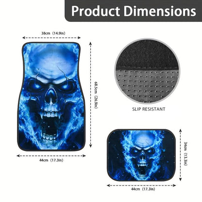 Gothic Skull Car Floor Mats Set of 4 - Universal Fit for SUV, Sedan, Truck, Van - Waterproof & All-Weather Heavy Duty Foot Pads with Anti-Slip Backing - Cool Gothic Car Interior Decor & Gift - style: Skull
