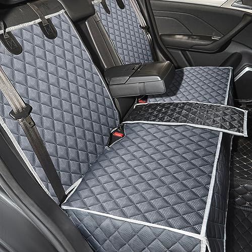 ANOSOSPECIAL Grey Dog Car Seat Cover for Back Seat,Non-Stick Fur,Pet-Friendly and Waterproof - Universal Fit Interior Protector for Auto, Van, SUV - Ideal for Kids and Pets - color: Gray, size: ISOFIX Large