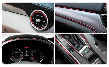 Car Interior Moulding Trim Strips 16.4ft /5M Universal Car Decoration Pinstriping Filler Insert Strips Styling Dashboard Decorative DIY Flexible Strip Garnish Accessory with Installing (Red)