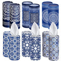 Outus 12 Pcs Mandala Car Tissues Cylinder Holder with 3 Ply Facial Tissue Bulk Round Tissue Holder Travel Tissues Boxes Container for Car Cup Wedding Birthday Party