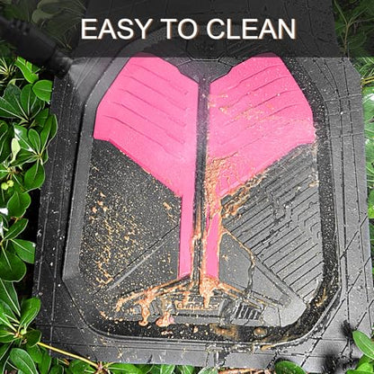 CAR PASS Heavy Duty Rubber Car Mats, Deep Dish Car Floor Mats All Weather, Car Mats Full Set 3-Piece Trim to Fit for Sedans SUVs Trucks,Women Waterproof Anti-Slip Automotive Mats, V12 Black and Pink - color: Pink and Black
