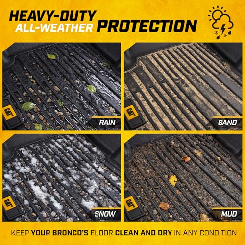 CAT® JustFit™ 3D All Weather Floor Mats for Ford Bronco Sport ONLY 2021-2026, Custom Fit Heavy-Duty Rubber Car Mats Full Set for 4 Door Models, (Not for Rubberized Floors)