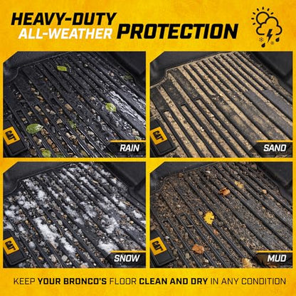 CAT® JustFit™ 3D All Weather Floor Mats for Ford Bronco Sport ONLY 2021-2026, Custom Fit Heavy-Duty Rubber Car Mats Full Set for 4 Door Models, (Not for Rubberized Floors)