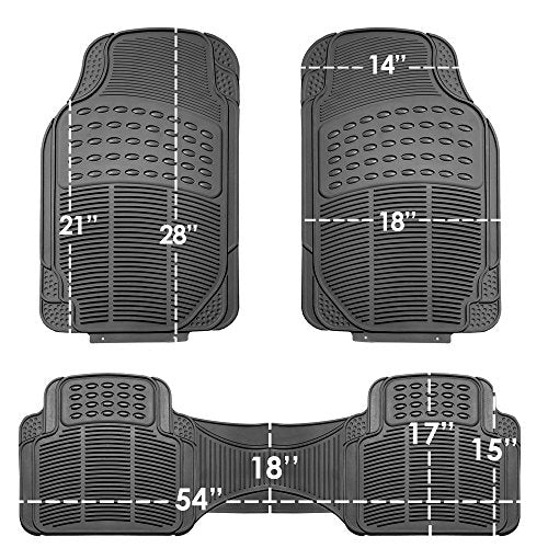 FH Group Climaproof™ Trimmable Non-Slip Vinyl Floor Mats Full Set - Universal Fit for Cars Trucks and SUVs (Gray) F11306 + F16400 - color: Gray, size: Universal, style: Combo Set