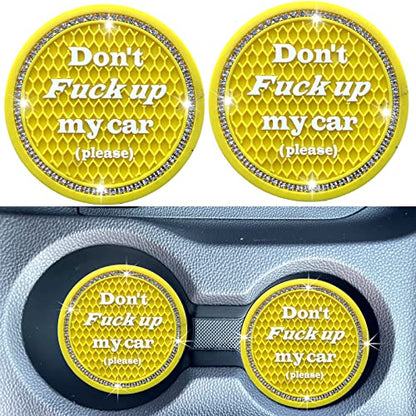 Car Cup Coaster 2 Pack, Universal Cup Holder Inserts, Bling Car Accessories Interior (Yellow, 2PC) - color: Yellow-2pc