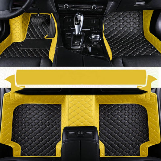 Customized Personalized car Floor mats, All-Weather Anti Slip and Waterproof Leather car Floor mat Set, 99.98% Customized Floor mats for Cars, Trucks, and SUVs (Edge Yellow Medium Black Beige) - color: Edge Yellow Medium Black Beige