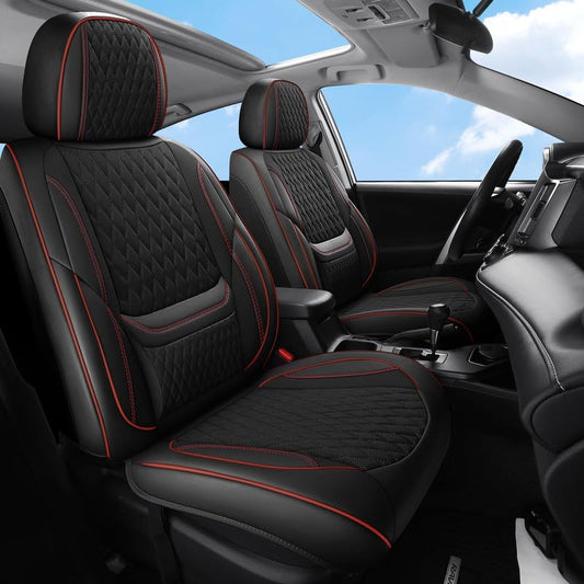 Front Seat Car Seat Covers Custom Fit for Buick Century 1997-2005 - Premium Faux Leather with Lumbar Support | Breathable, Waterproof, Anti-Slip, Durable (Black&Red,Front Seat) - color: Style3-Black&Red, size: Fit for Century front seat