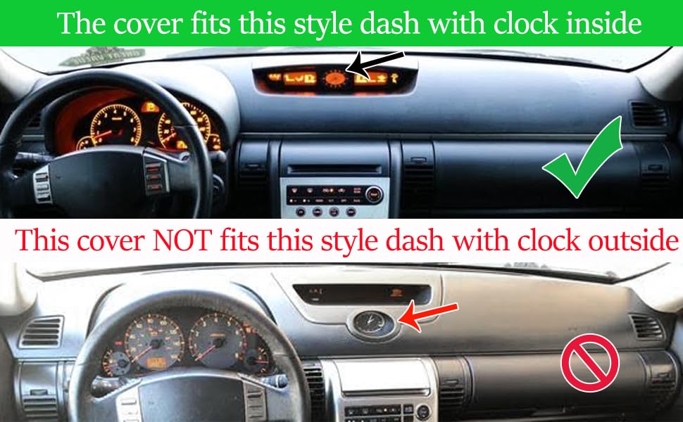Dash Cover Mat Custom Fit for Infiniti G35 with Clock Inside, Dashboard Cover Pad Carpet Protector (Black) Y58 - color: Black