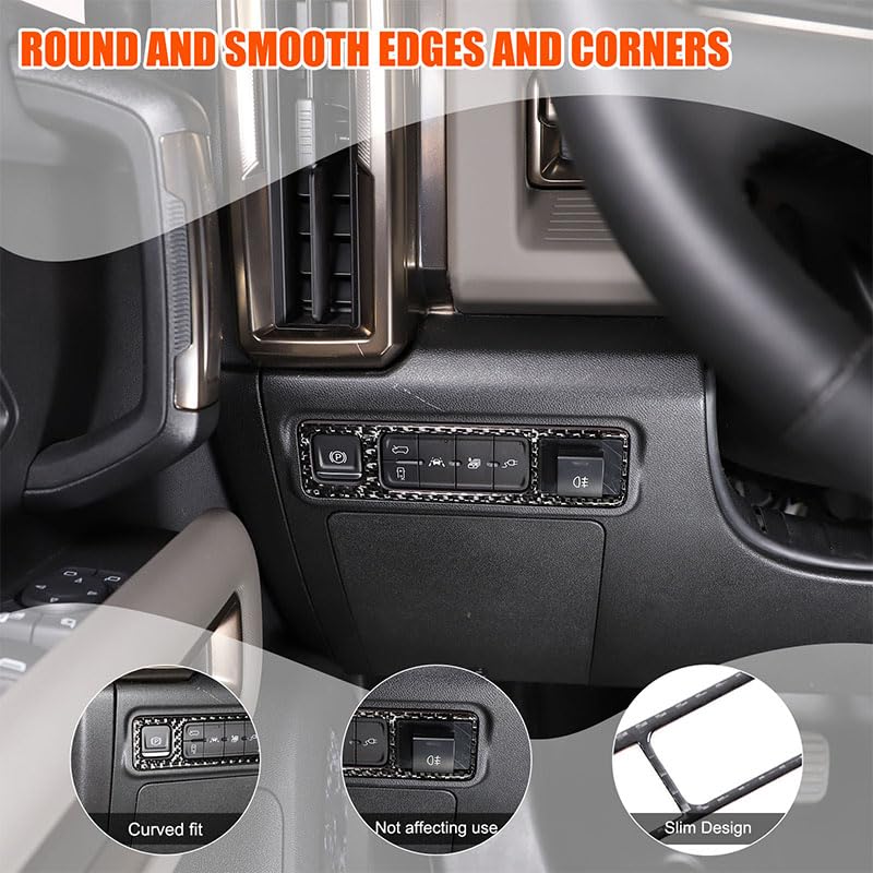for Hummer EV Accessories Car Center Control Electronic Handbrake Trim Cover for Hummer EV 2024 2025+ Real Carbon Fiber Electronic Handbrake Switch Panel Trim (Black) - color: Black