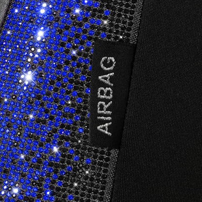 CAR PASS Bling Diamond Black Leather Car Seat Covers Full Set Interior Sets, Waterproof Shining Glitter Sparkly Crystal Universal Armrest Fit Automotive Truck SUV Cute Women Girl, Blue Rhinestone - color: Blue Rhinestone, size: Full Set